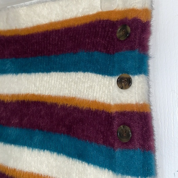 NWT Free People Ciara Sweater Mini Buttoned Striped Fig Jam Skirt Size Small - Picture 8 of 11